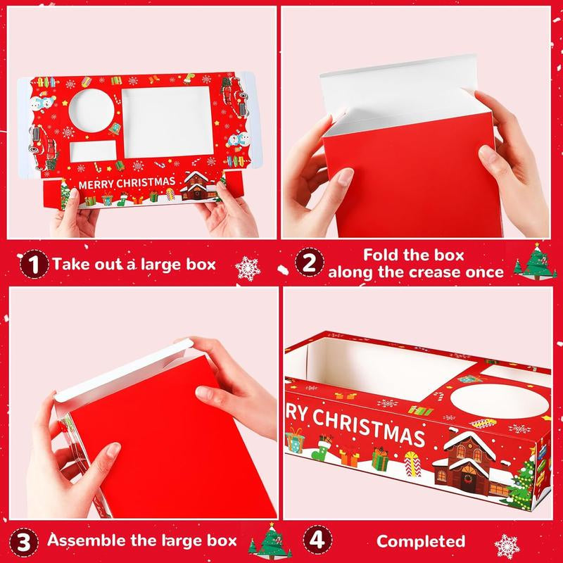 36Pcs Christmas Movie Night Snack Trays Candy Popcorn French Fries Snack Trays Christmas Movie Boxes for Snacks Tray Xmas Party Supplies Circus Cup