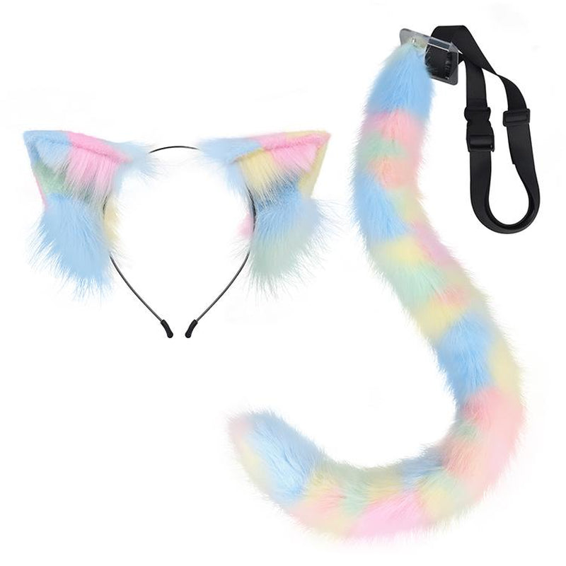 Halloween Cosplay Set - 2-Piece Soft Furry Ears Headband + Plush Tail, Cute Party Costume Accessories for Women and Girls
