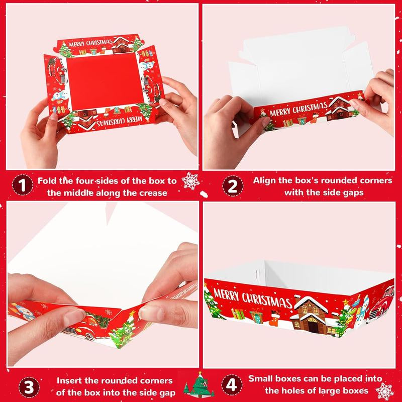 36Pcs Christmas Movie Night Snack Trays Candy Popcorn French Fries Snack Trays Christmas Movie Boxes for Snacks Tray Xmas Party Supplies Circus Cup