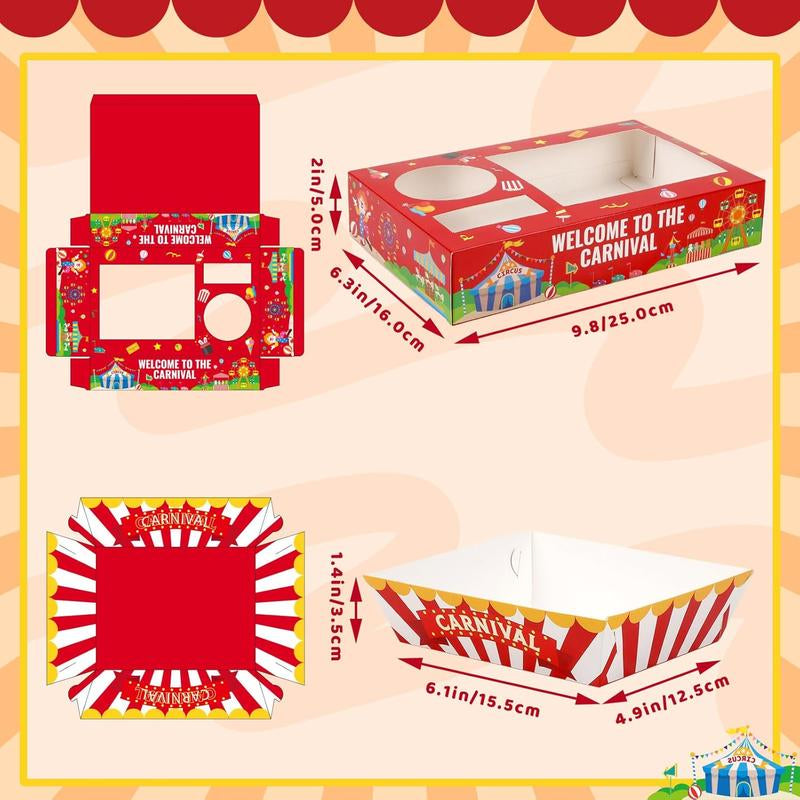 36Pcs Christmas Movie Night Snack Trays Candy Popcorn French Fries Snack Trays Christmas Movie Boxes for Snacks Tray Xmas Party Supplies Circus Cup