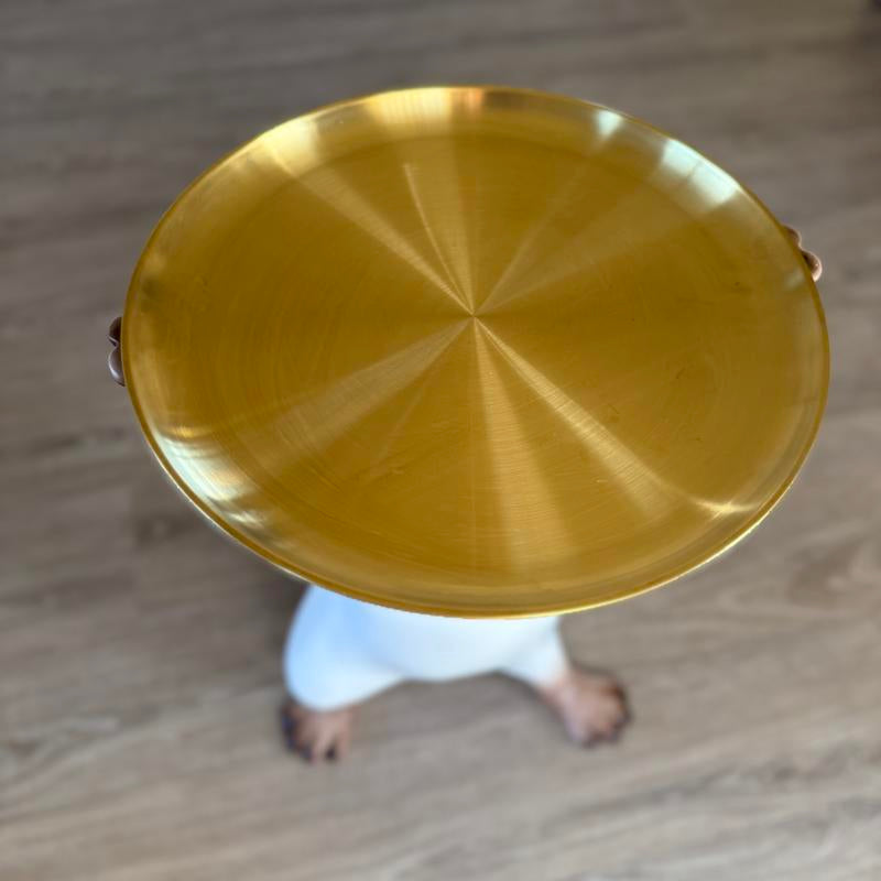 Modern Resin Cat Side Table with Gold Tray – Decorative