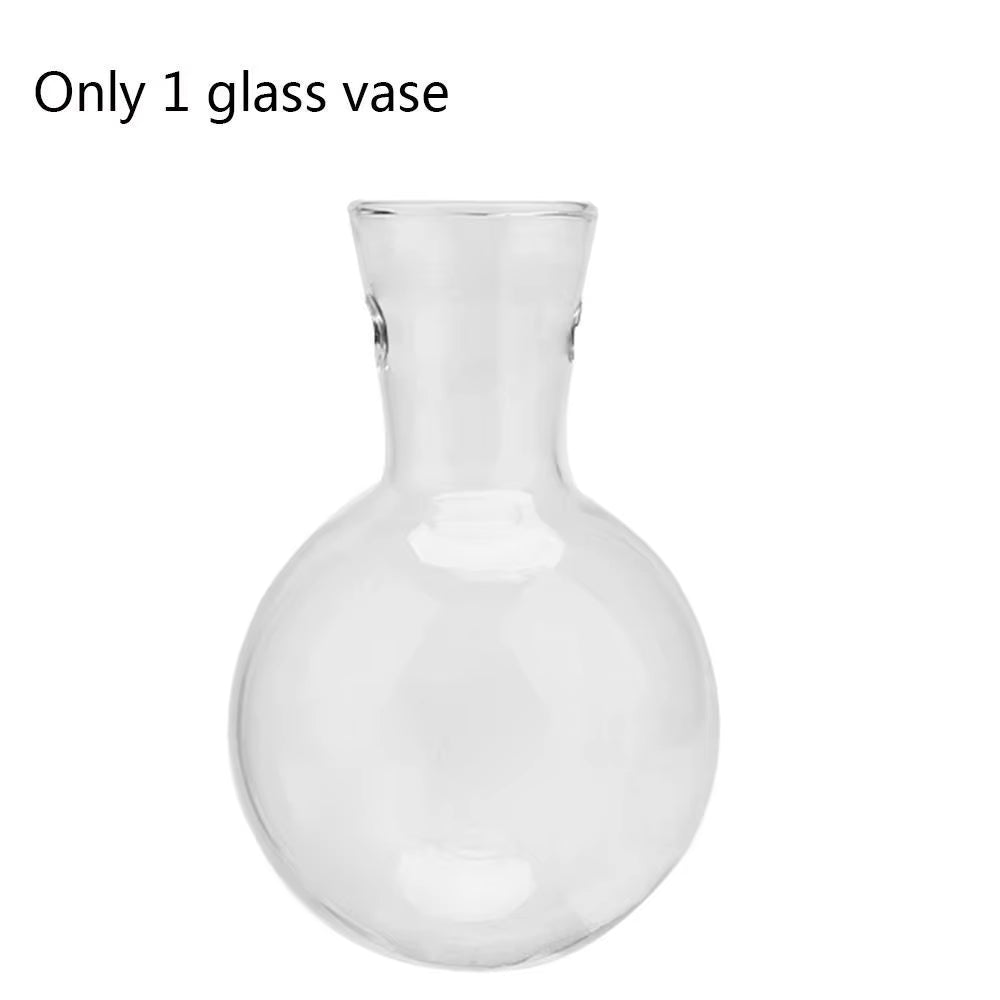 Hydroponic Plant Vases Glass Vase Vintage Bonsai Flower Pot Terrarium Tabletop Tray Wooden Frame Home Decor