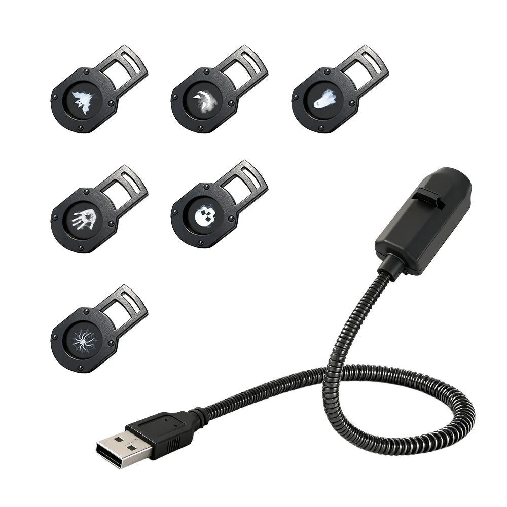LED Projector Light - USB Powered Rotatable Multi-Angle Interior Atmosphere Lamp with Various Patterns for Bedroom, Living Room, and Holiday Decorations - Set of 6