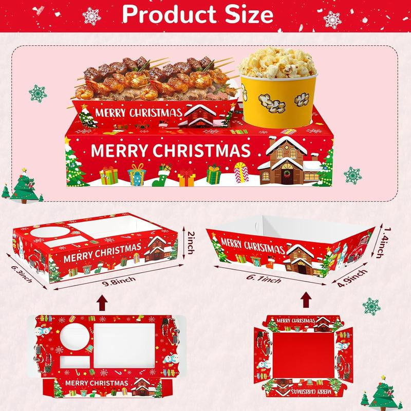 36Pcs Christmas Movie Night Snack Trays Candy Popcorn French Fries Snack Trays Christmas Movie Boxes for Snacks Tray Xmas Party Supplies Circus Cup