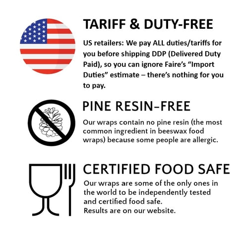 Classic Set of 3 L, M, S Beeswax Food Wraps | Bee Happy